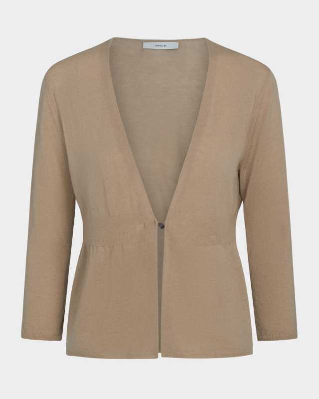 Single-Button Wool-Cashmere Cardigan